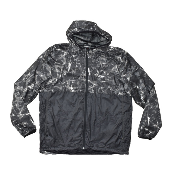 Oakley Men's Full Zip Jacket Windbreaker Hooded Size 2XL Black Polyester - Picture 1 of 8